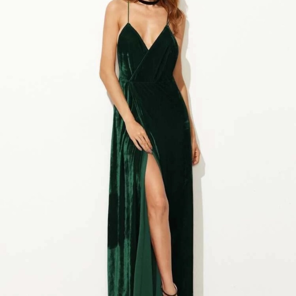 Velvet Green Evening Gown